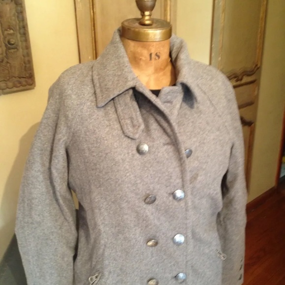 New Free People Women's Grey Wool Trench Duster Coat Jacket Size Small Petite - Picture 2 of 5